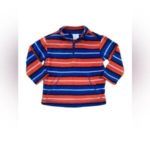 Hanna Andersson Size 90, 3, Orange and Blue Striped Quarter Zip Pullover